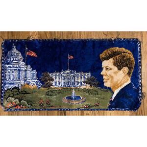Vintage JFK Tapestry Art 60's Decor White House John F. Kennedy President